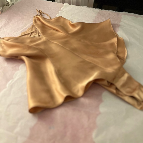 VTG 90s La Senza champagne lingerie Small shortie onesie satin 100% polyester - Picture 13 of 16